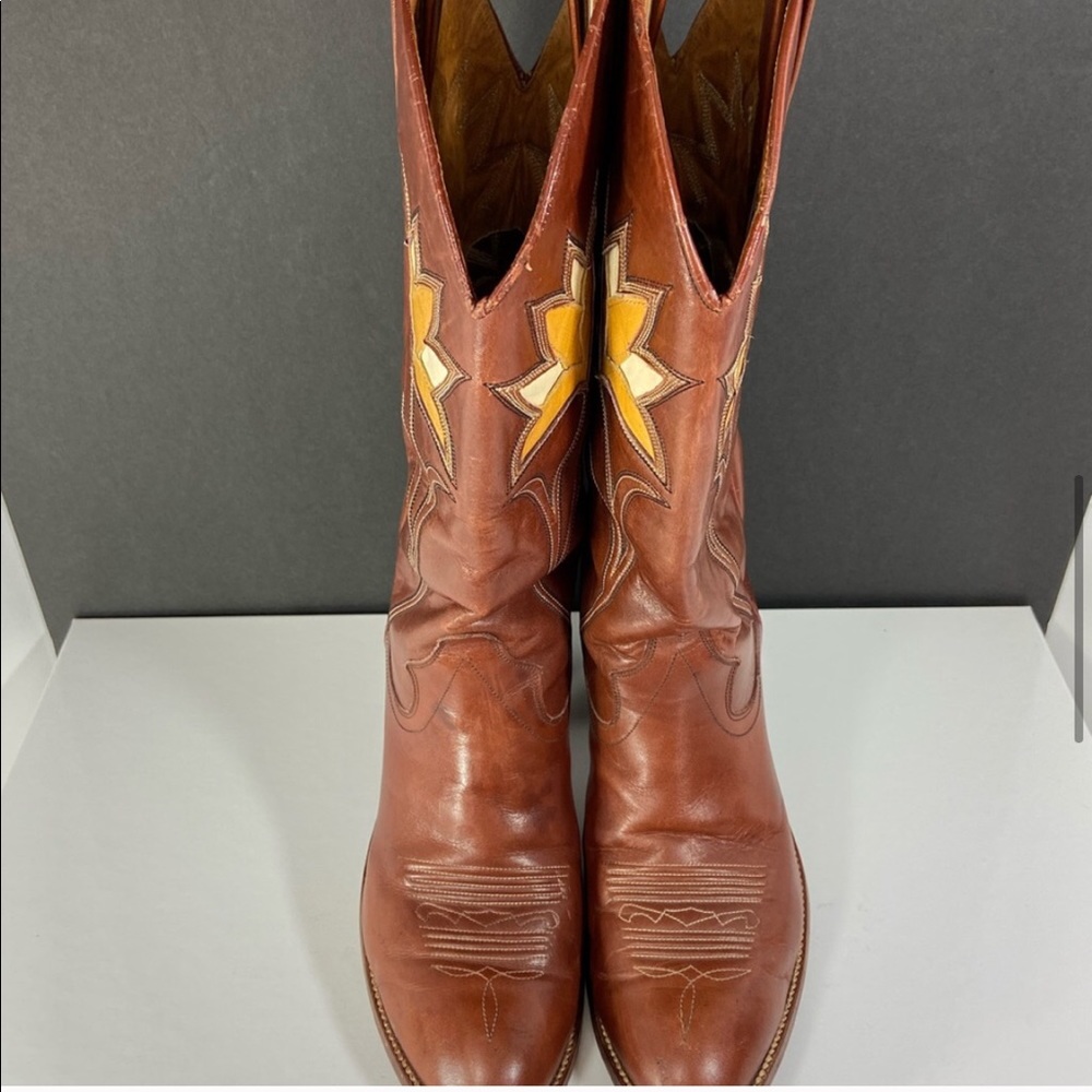 Dan Post Women’s Leather Mid Calf Brown Cowboy Boots Sz 8 EUC - Picture 6 of 13